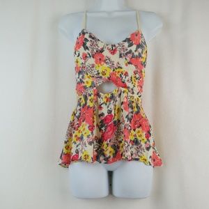 Free People Cropped Top Size Small Floral Crinkle